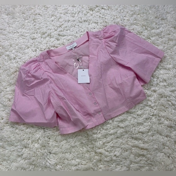 L' Academie The Lyla Top Pink & White Stripes - Picture 2 of 6